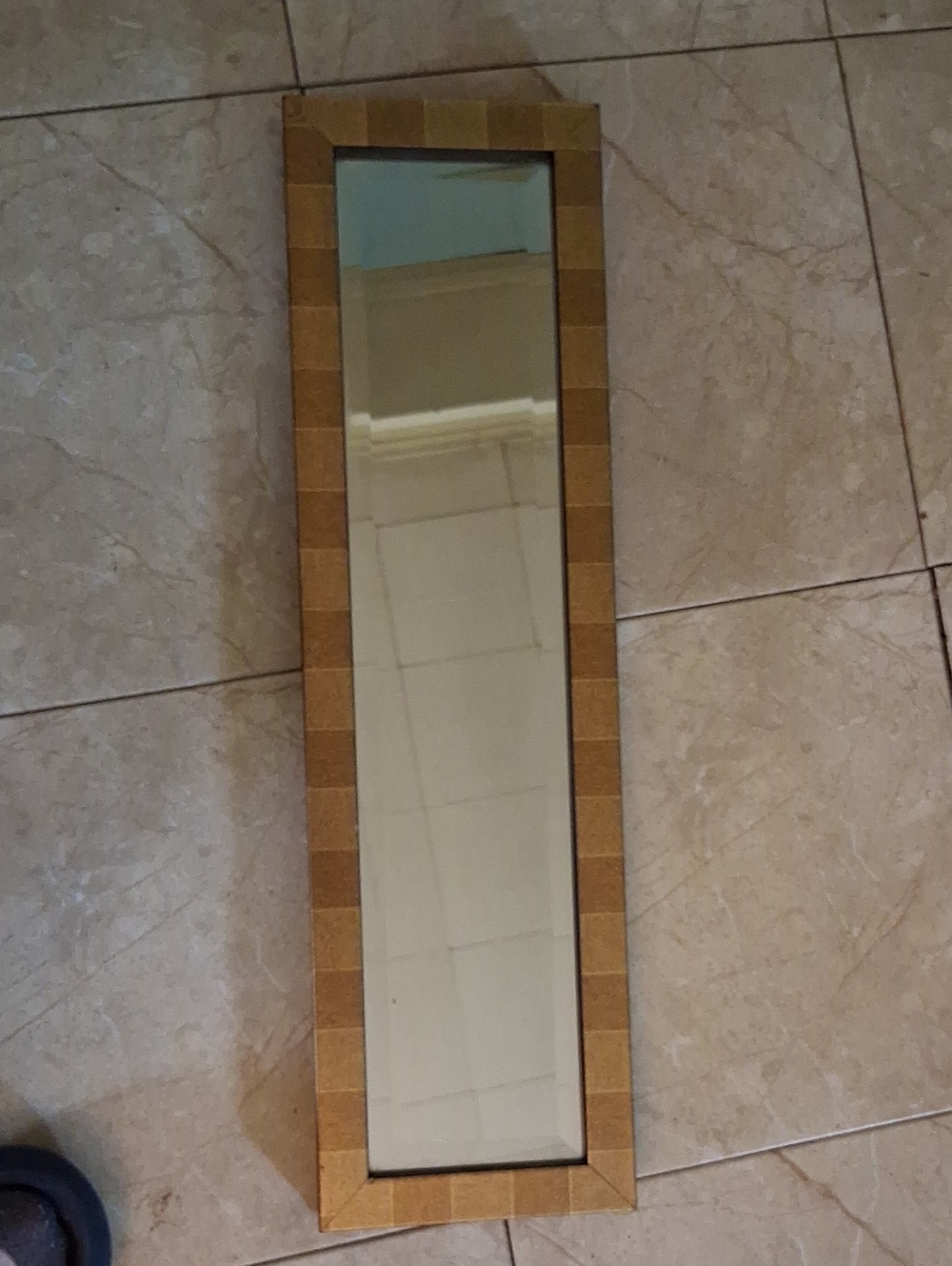 Gold Rectangular Wall Mirror Made in Canada by Napoli. 22 By 6.5 Inches